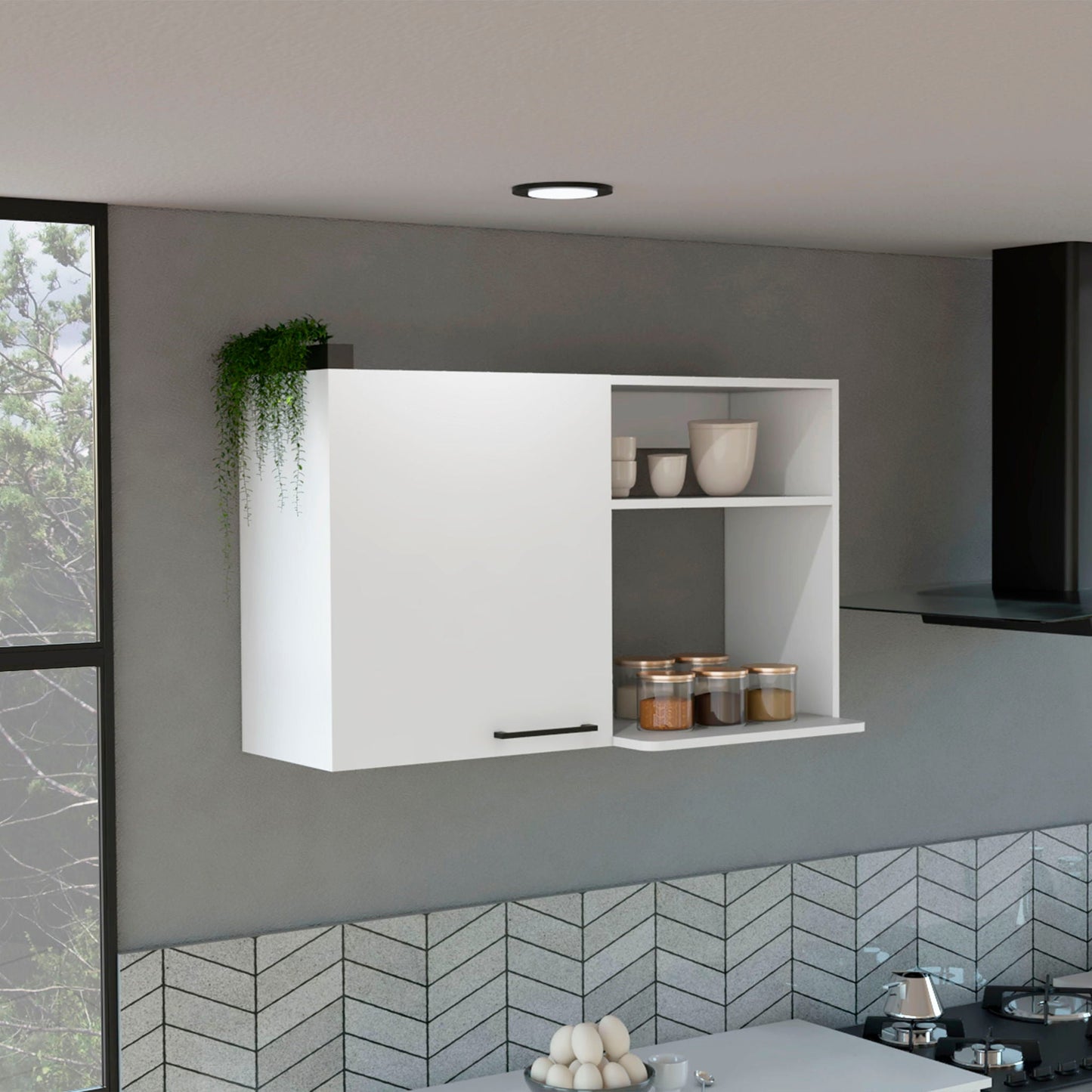 Burwood White Kitchen Wall Cabinet and Shelves