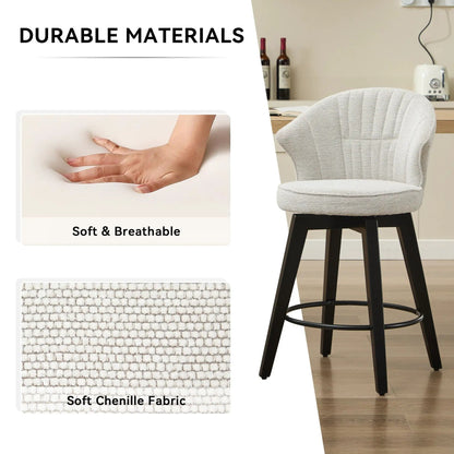 Wing Back Swivel Bar Stools 2pk, soft chenille fabric, black legs, Unique Piece Furniture on Tampa Home & Garden Store