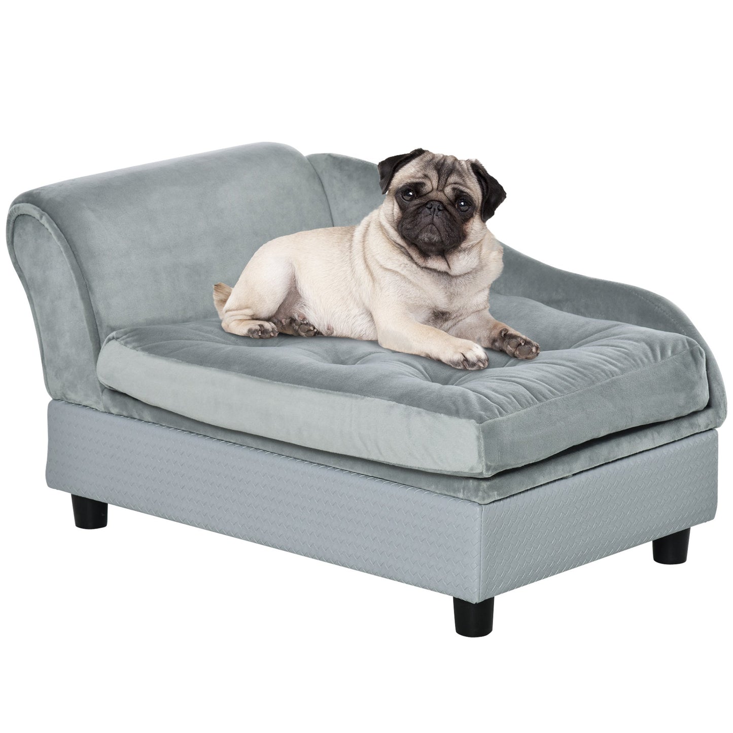 PawHut Fancy Dog Bed for Small Dogs blue plush with hidden storage HouseOfZazla pet supplies on Tampa Home & Garden Store