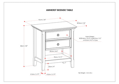 Handcrafted Bedside Table with Storage two-drawer HouseOfZazla dark or light brown on Tampa Home & Garden Store