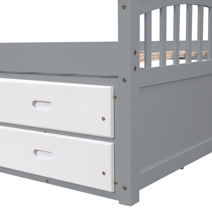 Platform storage bed by HouseOfZazla in gray solid wood with six white drawer fronts on Tampa Home & Garden Store