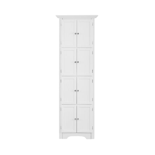 HouseOfZazla tall white storage cabinet with 4 shelves, beadboard panel doors on Tampa Home & Garden Store