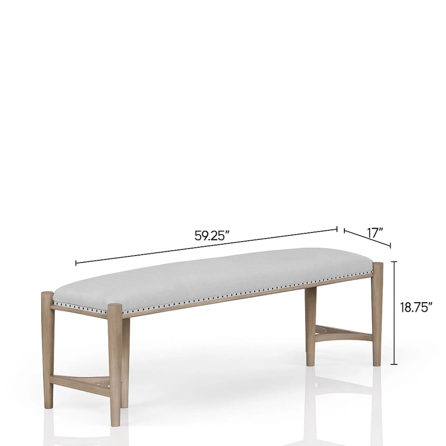 Bench In Sand Upholstered With Nail Head Trim