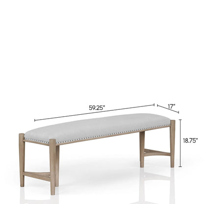 Bench In Sand Upholstered With Nail Head Trim