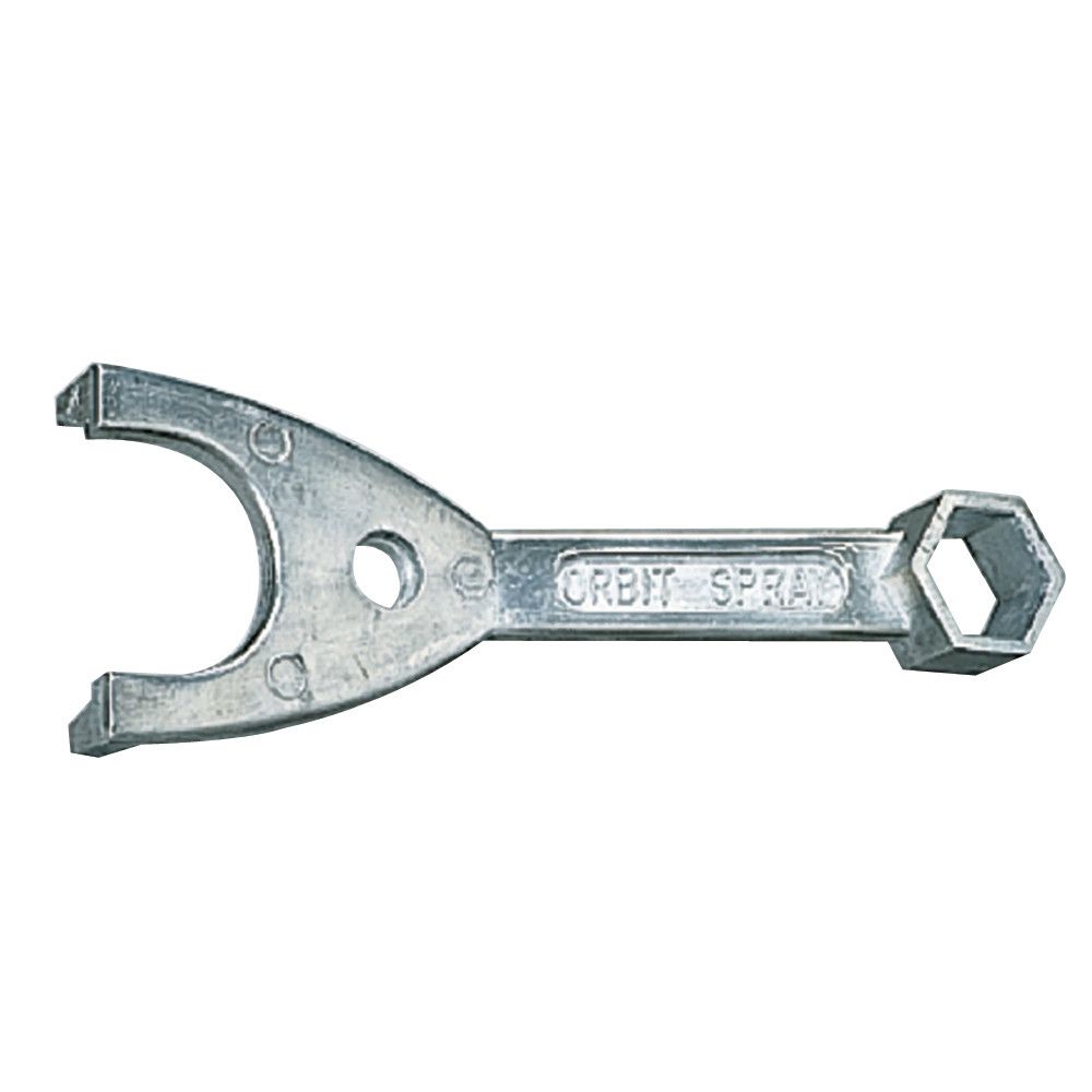 Flush head sprinkler wrench Orbit Irrigation metal crescent jaw and hex end on Tampa Home & Garden Store