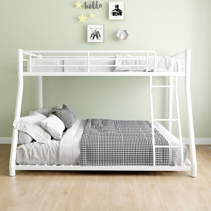 Sturdy Metal Bunk Bed With Ladder and Guardrail