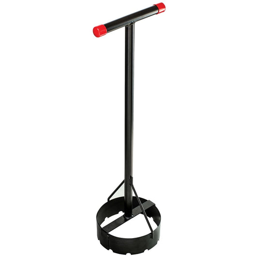 7-in Sprinkler Donut Sod Cutter Orbit Irrigation, black pole with red end caps and circular base on Tampa Home & Garden Store