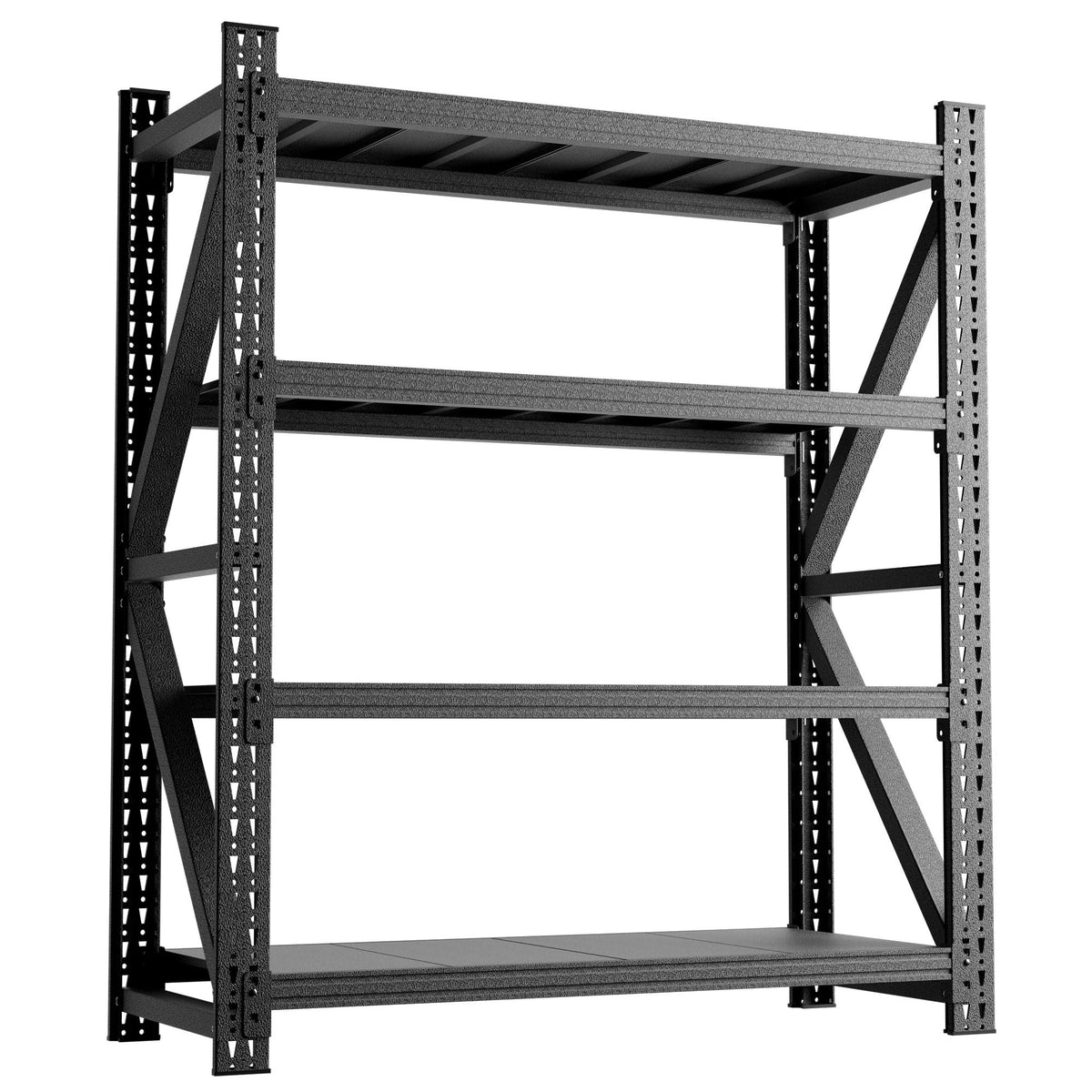 Heavy duty 4-shelf garage storage rack with adjustable steel frame in black on Tampa Home & Garden Store
