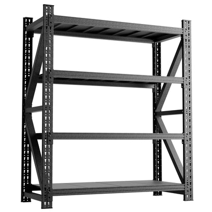 Heavy duty 4-shelf garage storage rack with adjustable steel frame in black on Tampa Home & Garden Store