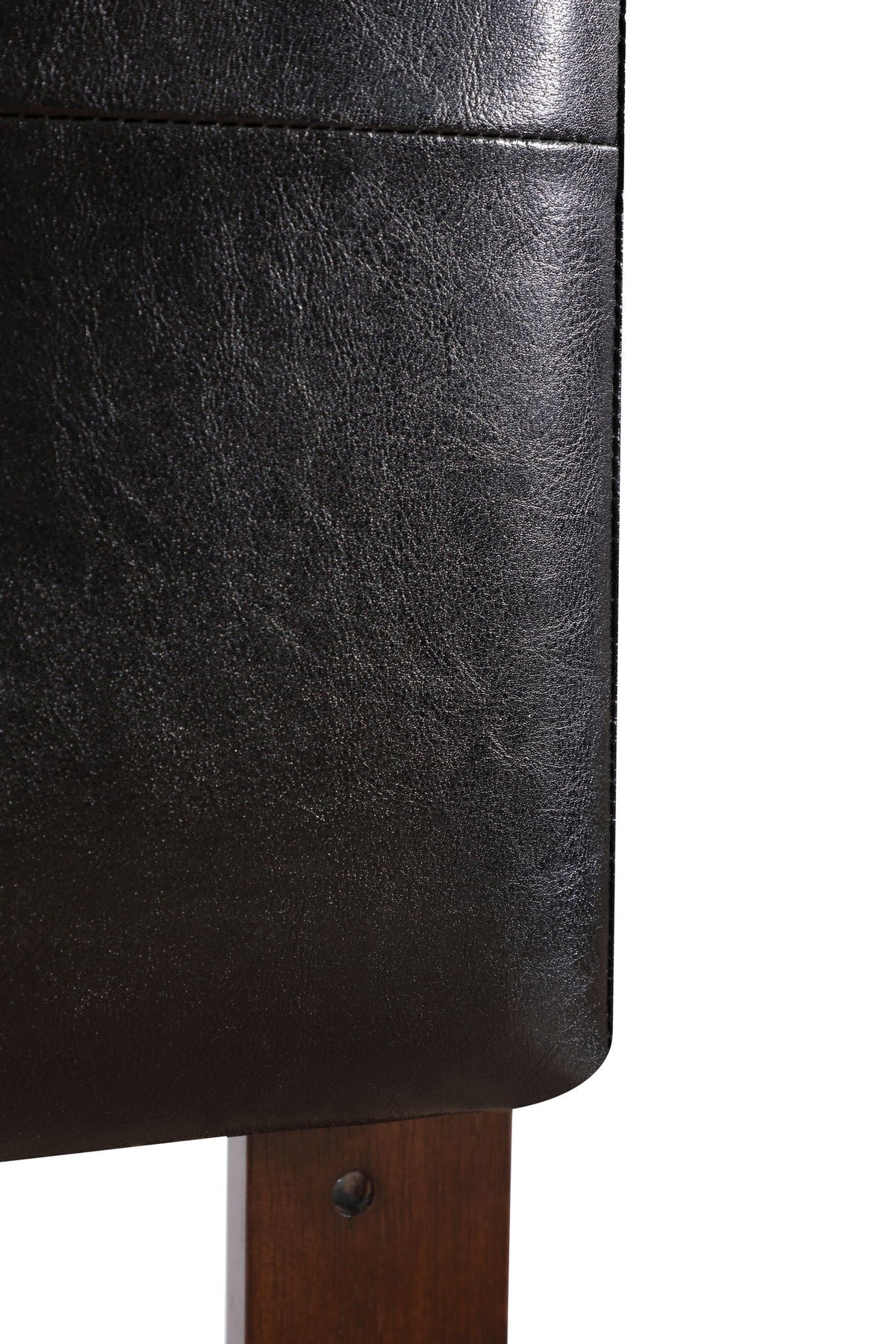 Upholstered headboard black faux leather with seam and wooden leg by HouseOfZazla adjustable height on Tampa Home & Garden Store