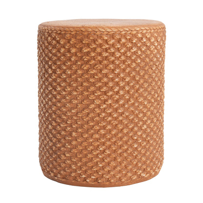 Evie Outdoor Patio Round MGO Side Table Brown woven rattan texture on Tampa Home & Garden Store