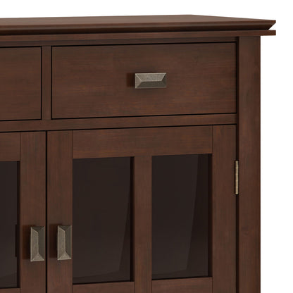 Artisan entryway storage cabinet Russet Brown by HouseOfZazla, wood finish with glass doors on Tampa Home & Garden Store
