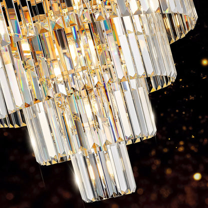 Golden Luxury Crystal Chandelier by HouseOfZazla, 23.6in, crystal prisms on Tampa Home & Garden Store