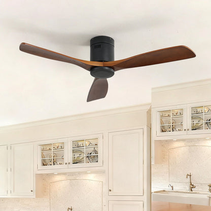 Low Profile Ceiling Fan DC with 3 wood blades and remote control by HouseOfZazla on Tampa Home & Garden Store