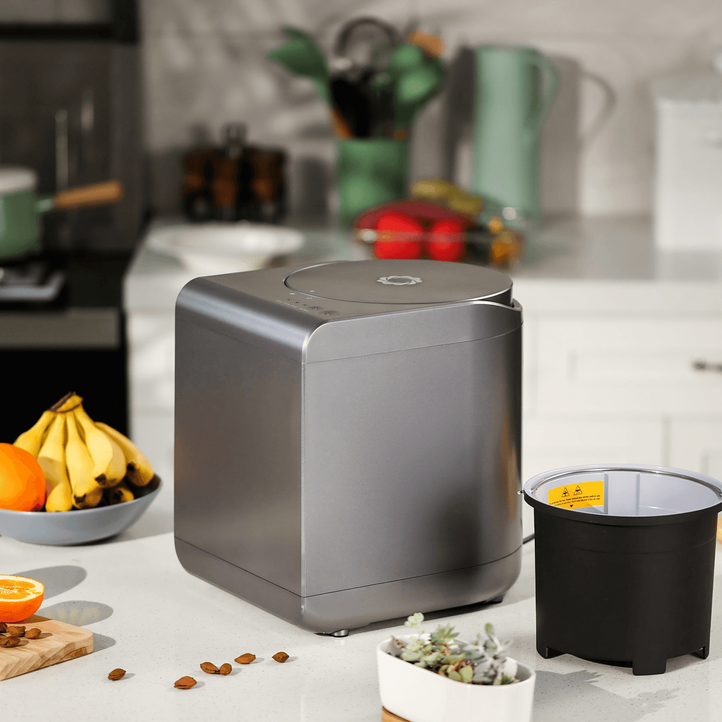 Cubo de compostaje para cocina con tapa de repuesto, capacidad de 2,5 l