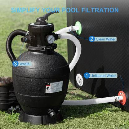 AquaMind AM13 sand filter pump for pools by Airthereal, black filtration unit with gauge on Tampa Home & Garden Store