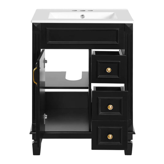 Bathroom vanity with sink, black cabinet with 2 drawers and adjustable shelf Unique Piece on Tampa Home & Garden Store