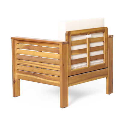 Slat Design Club Chairs with white cushions, wooden outdoor seating by HouseOfZazla on Tampa Home & Garden Store