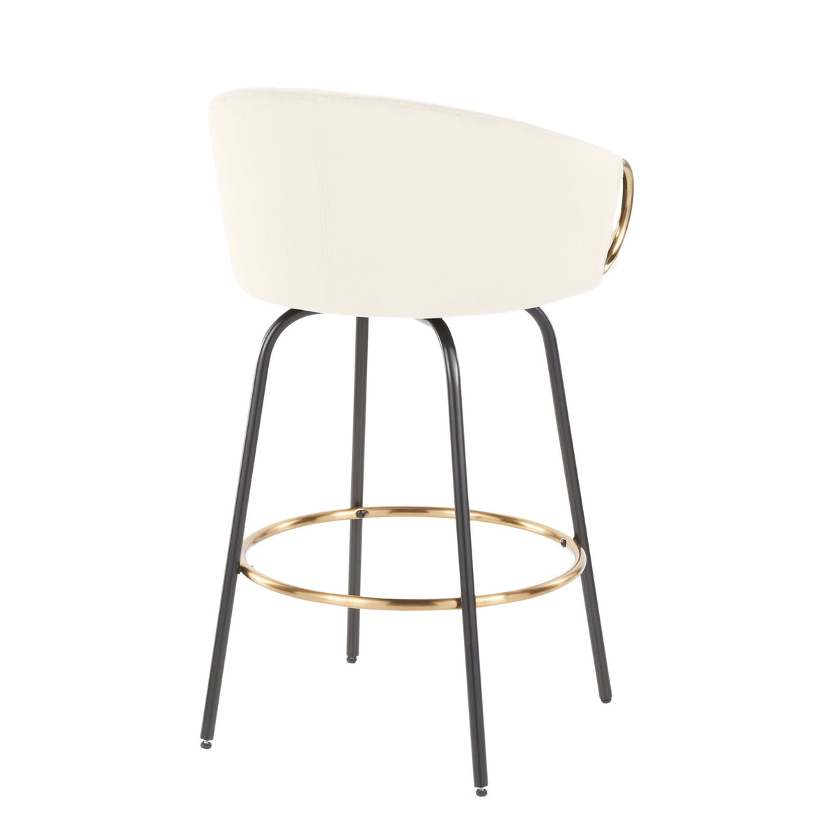 Contemporary Glam Counter Stool 2-pack beige upholstery with black legs on Tampa Home & Garden Store