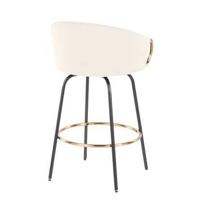 Contemporary Glam Counter Stool 2-pack beige upholstery with black legs on Tampa Home & Garden Store