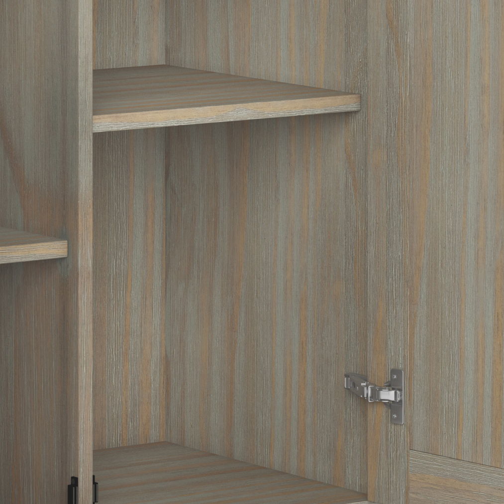 Amherst Handcrafted Accent Cabinet with two shelves in weathered gray wood finish on Tampa Home & Garden Store