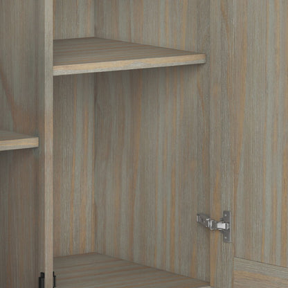 Amherst Handcrafted Accent Cabinet with two shelves in weathered gray wood finish on Tampa Home & Garden Store