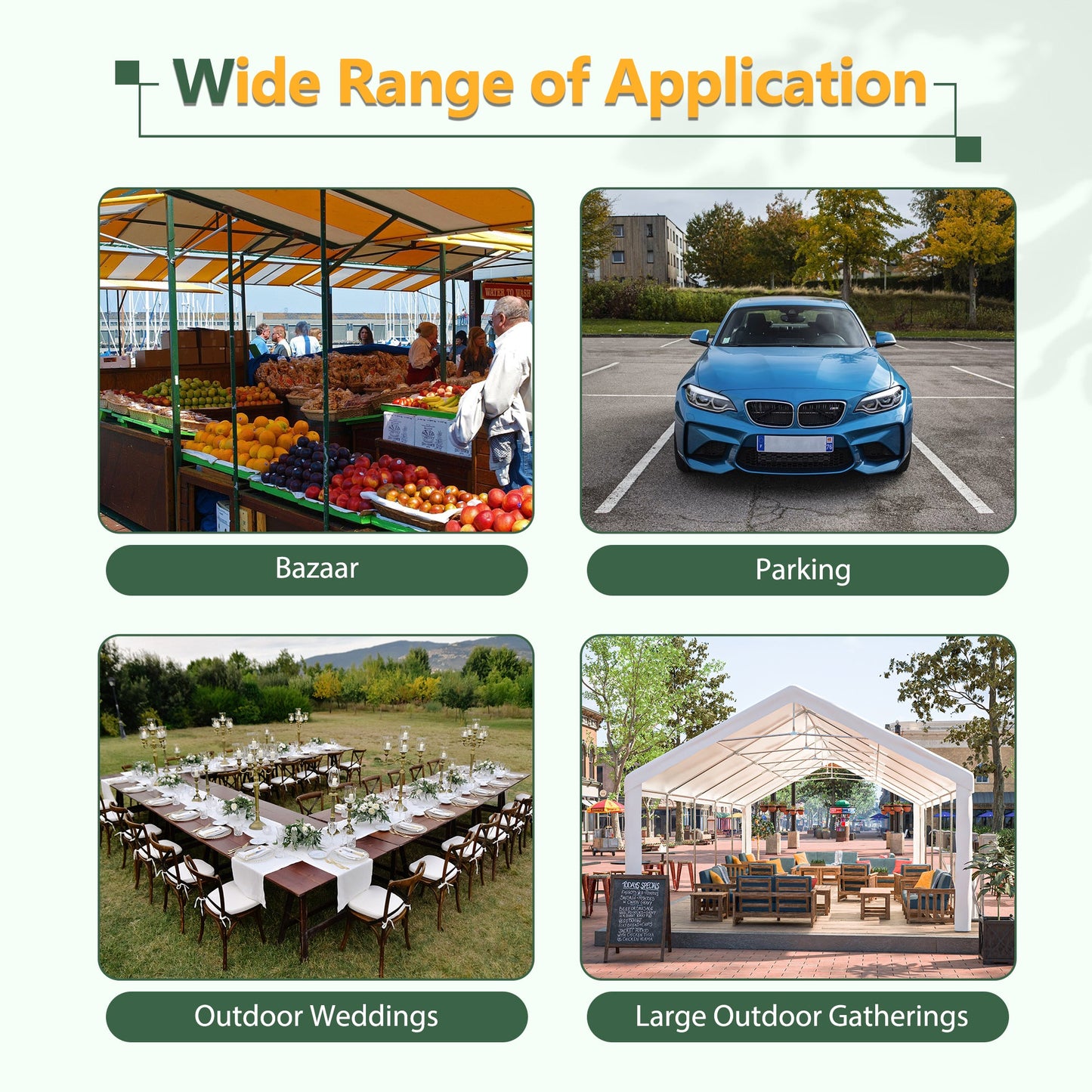 16x32 ft Party Tent with Removable Sidewalls by HouseOfZazla, orange and white striped canopy on Tampa Home & Garden Store