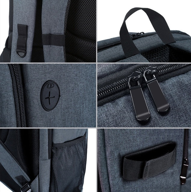 Camera backpack waterproof camera bag in dark grey fabric with padded back and dual zippers on Tampa Home & Garden Store