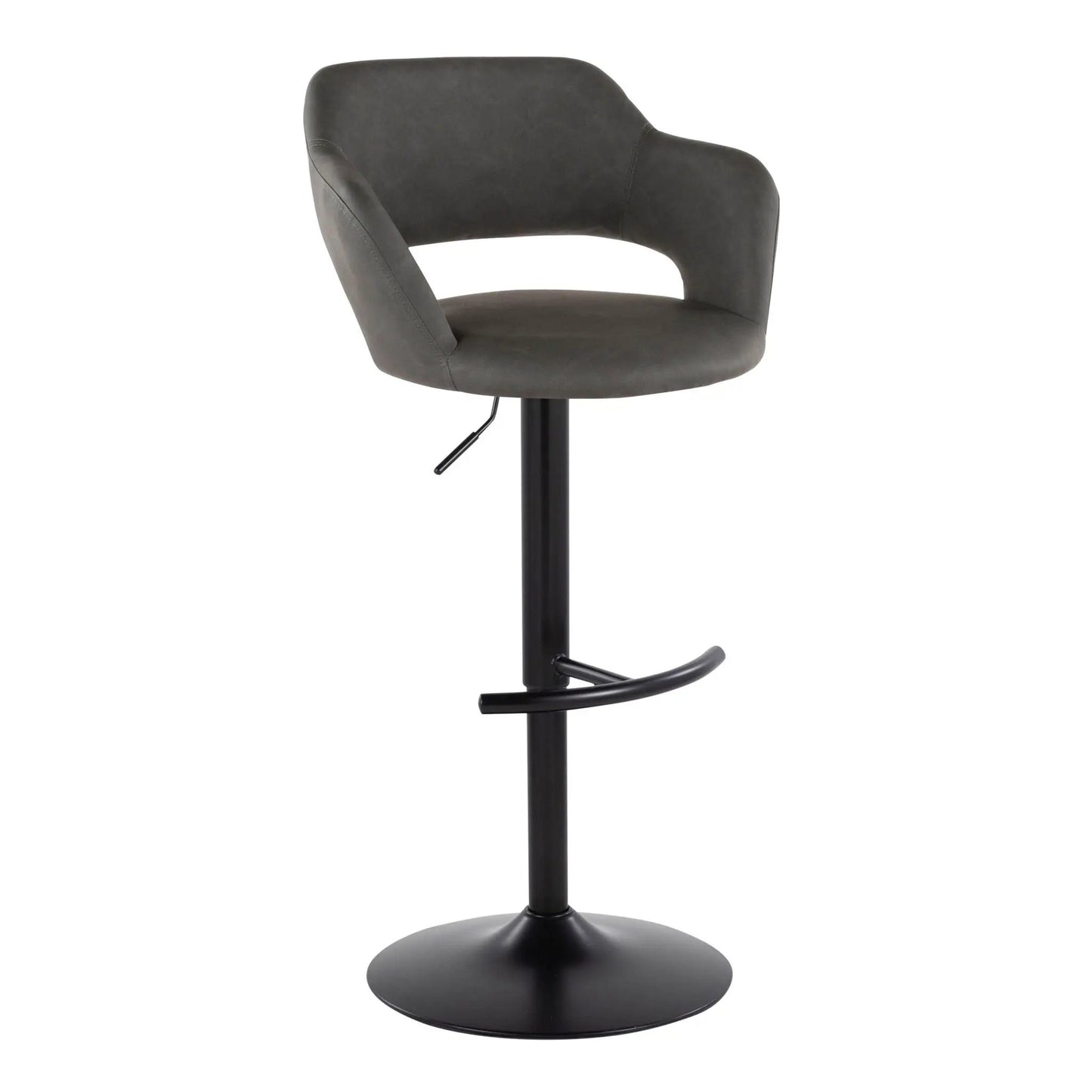 Margarite adjustable swivel barstools, black faux leather, rounded T-footrest, set of 2 on Tampa Home & Garden Store