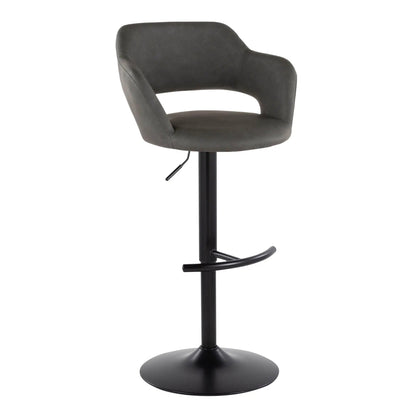 Margarite adjustable swivel barstools, black faux leather, rounded T-footrest, set of 2 on Tampa Home & Garden Store