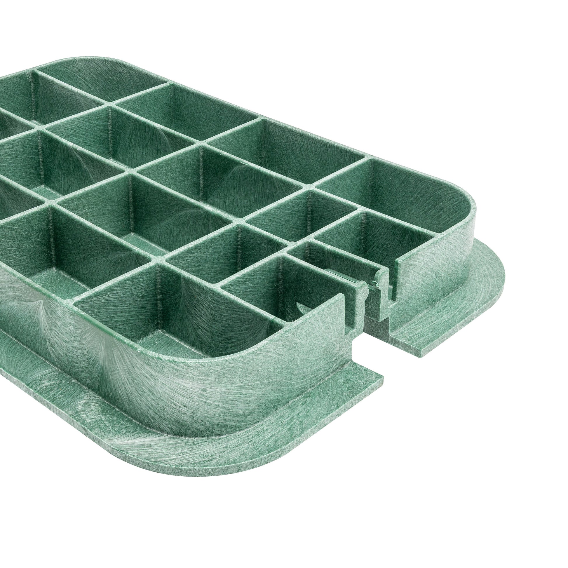 Rectangular sprinkler valve box, green plastic, 4-compartment grid for underground irrigation on Tampa Home & Garden Store