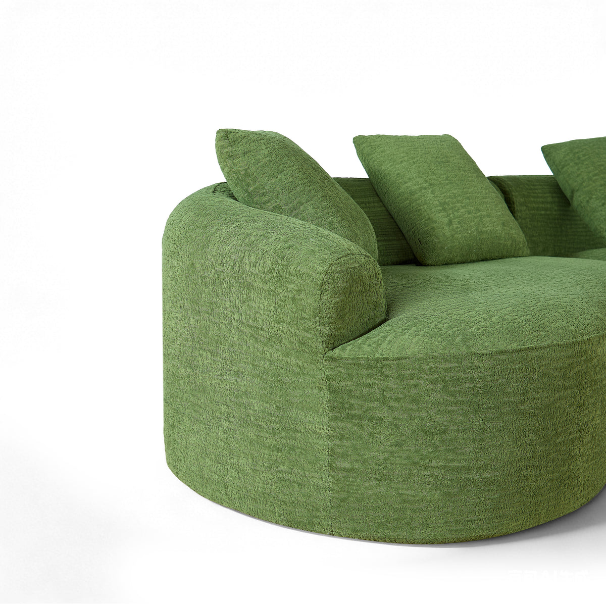 110-Inch curved green upholstered loveseat by HouseOfZazla with oversized cushions on Tampa Home & Garden Store