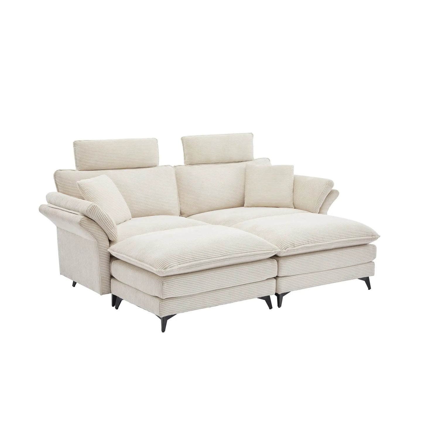 Modern deep-seat sectional sofa with ottoman beige fabric 3pc set by Unique Piece Furniture on Tampa Home & Garden Store