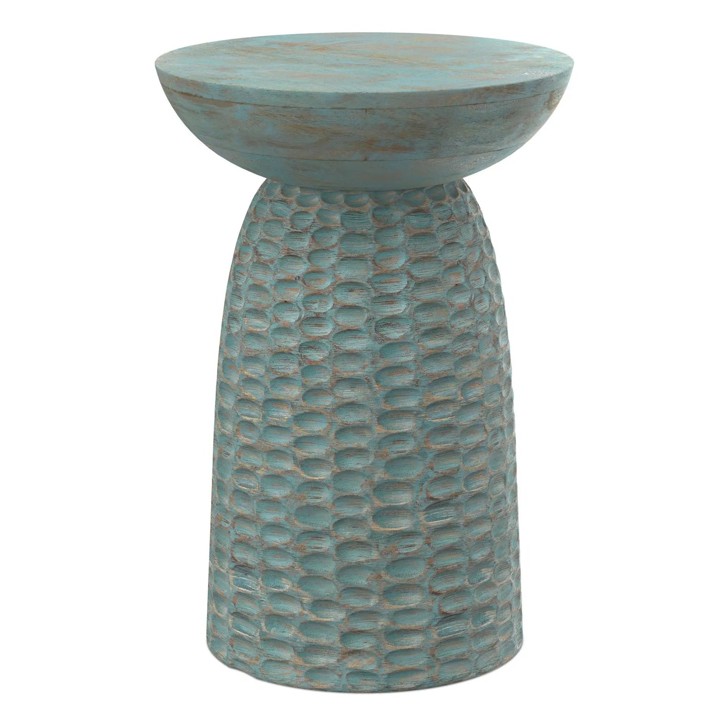 Boyd handcrafted accent table in turquoise with hammered base by Unique Piece Furniture on Tampa Home & Garden Store