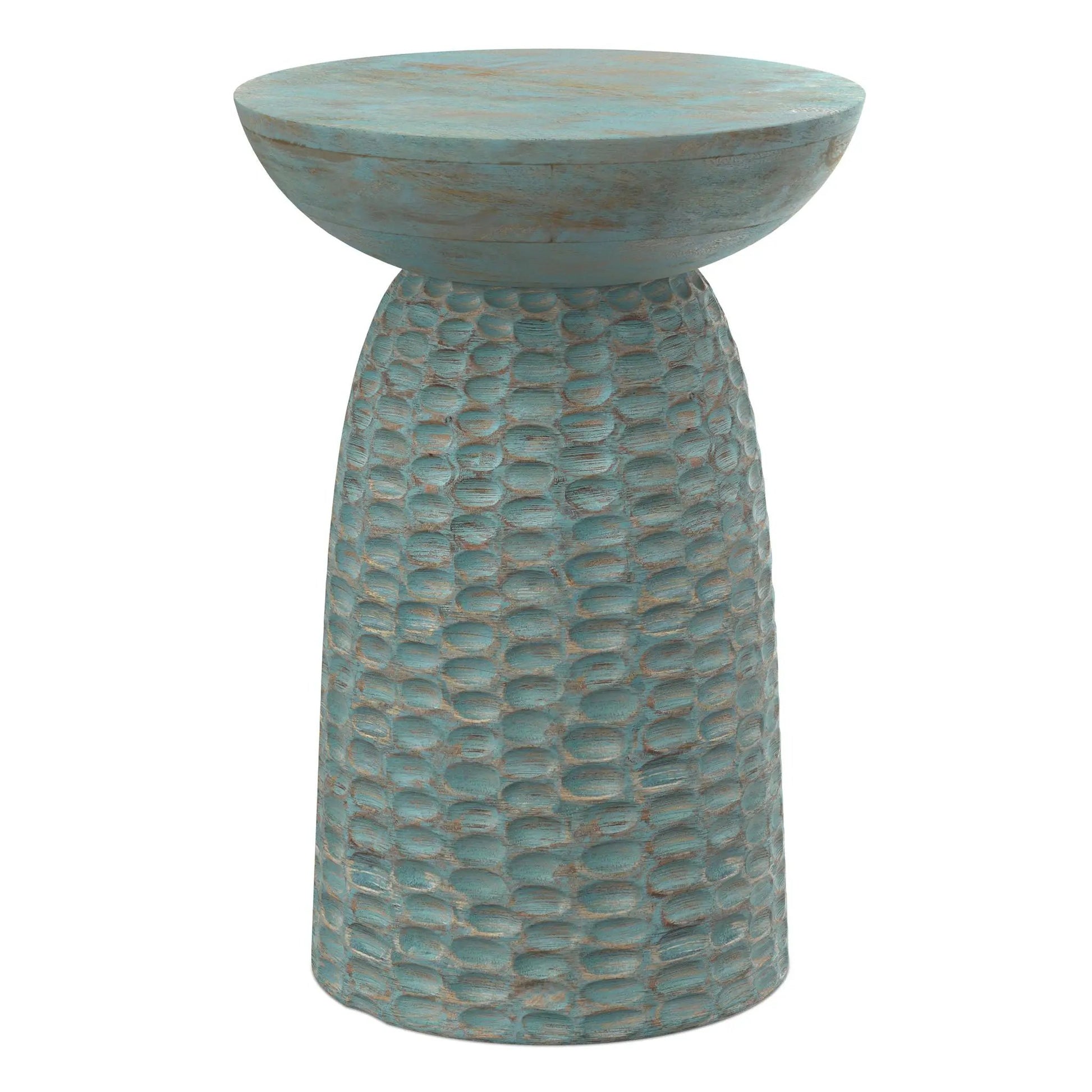 Boyd handcrafted accent table in turquoise with hammered base by Unique Piece Furniture on Tampa Home & Garden Store