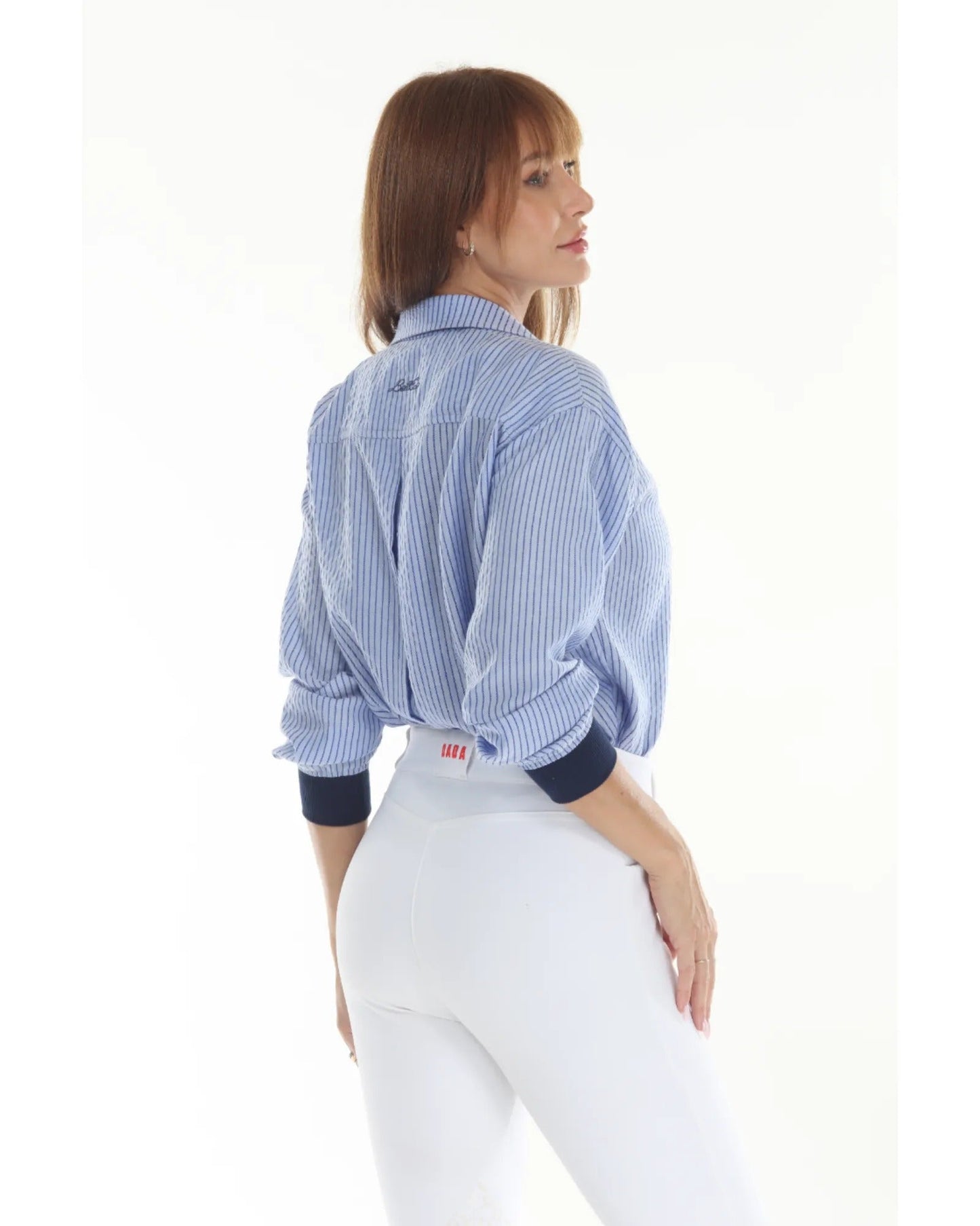 SUNDAE Blueberry striped blouse by BellEq Equestrian Apparel, women's shirt on Tampa Home & Garden Store
