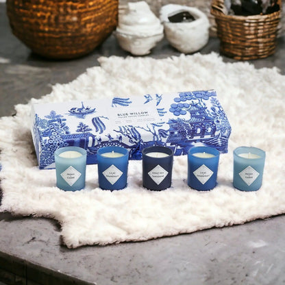 Mediterranean Blue Willow Candle Gift Set