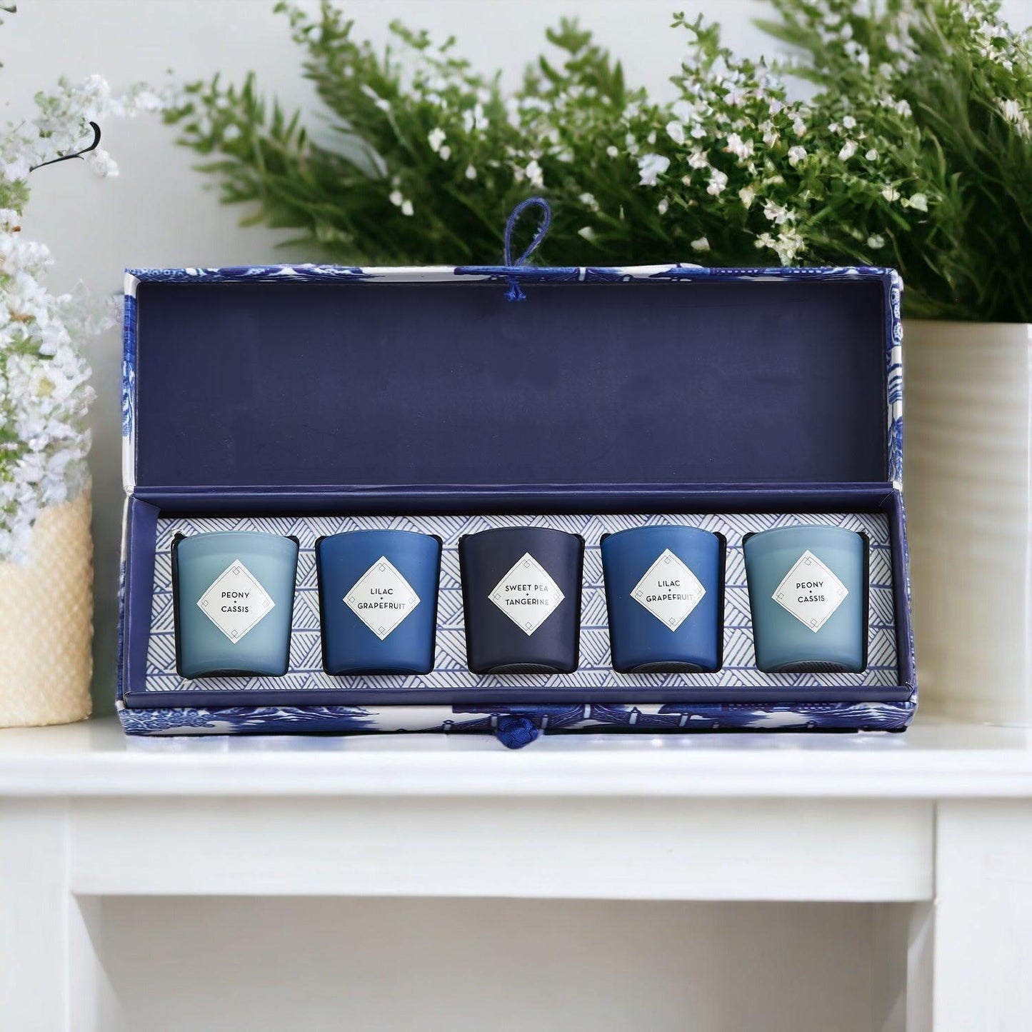 Mediterranean Blue Willow Candle Gift Set