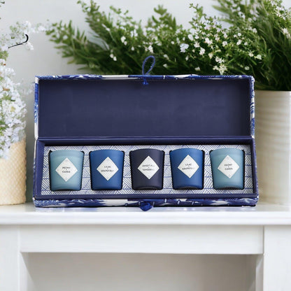 Mediterranean Blue Willow Candle Gift Set