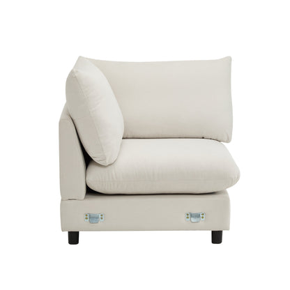 Beige fabric 99 in oversize 5-piece L-shaped modular sectional sofa by HouseOfZazla on Tampa Home & Garden Store