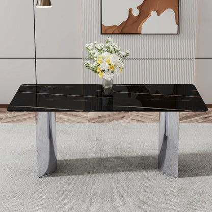 Modern Minimalist Dining Table with Marble Top