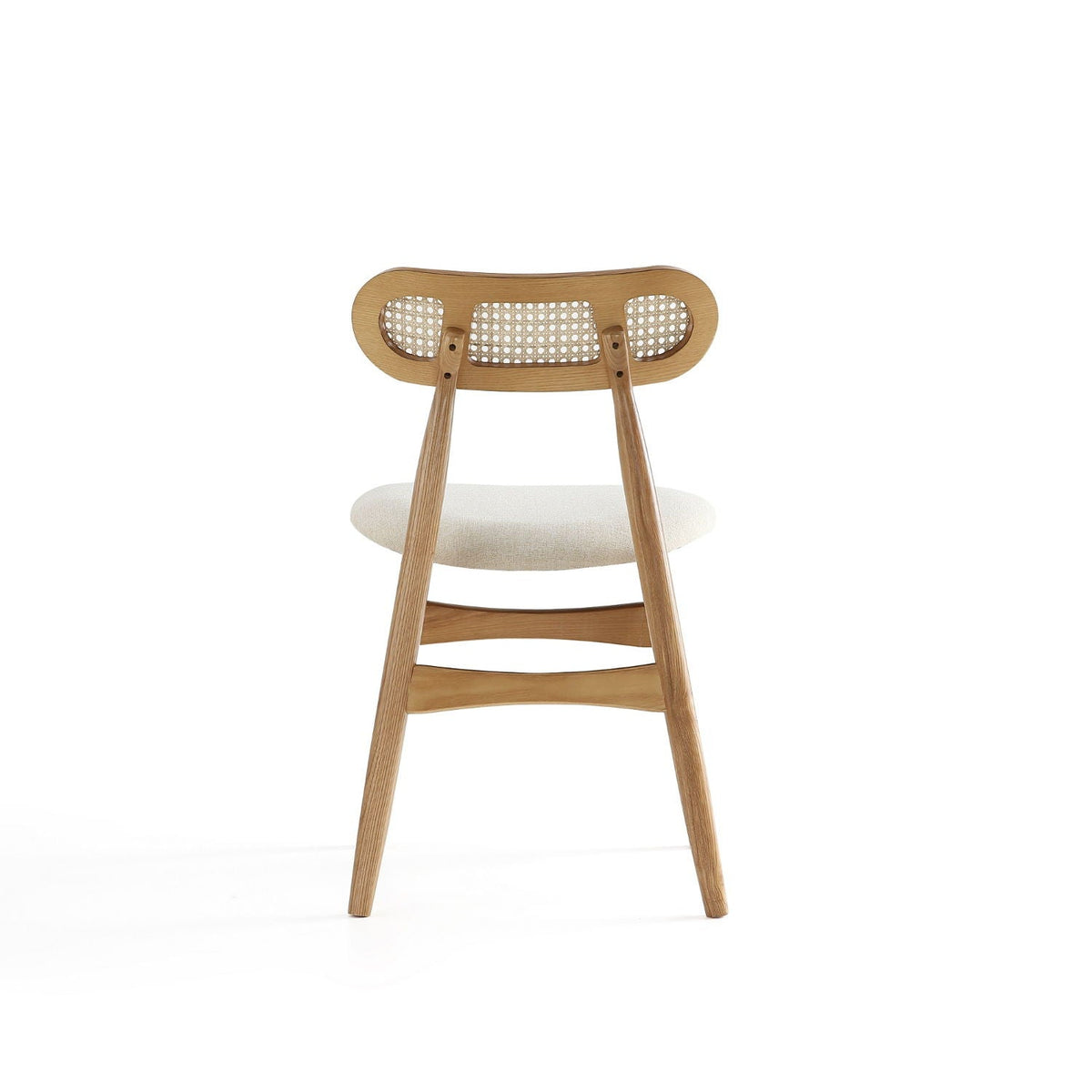 Dining chair set with cane backrest in brown wood and beige upholstered seat HouseOfZazla on Tampa Home & Garden Store