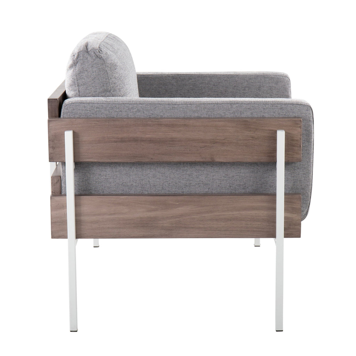 Kari Farmhouse Arm Chair gray upholstery with wood accents by HouseOfZazla on Tampa Home & Garden Store