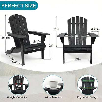 Folding Adirondack Lounge Chairs with embossed grain texture, dark black wood, HouseOfZazla on Tampa Home & Garden Store