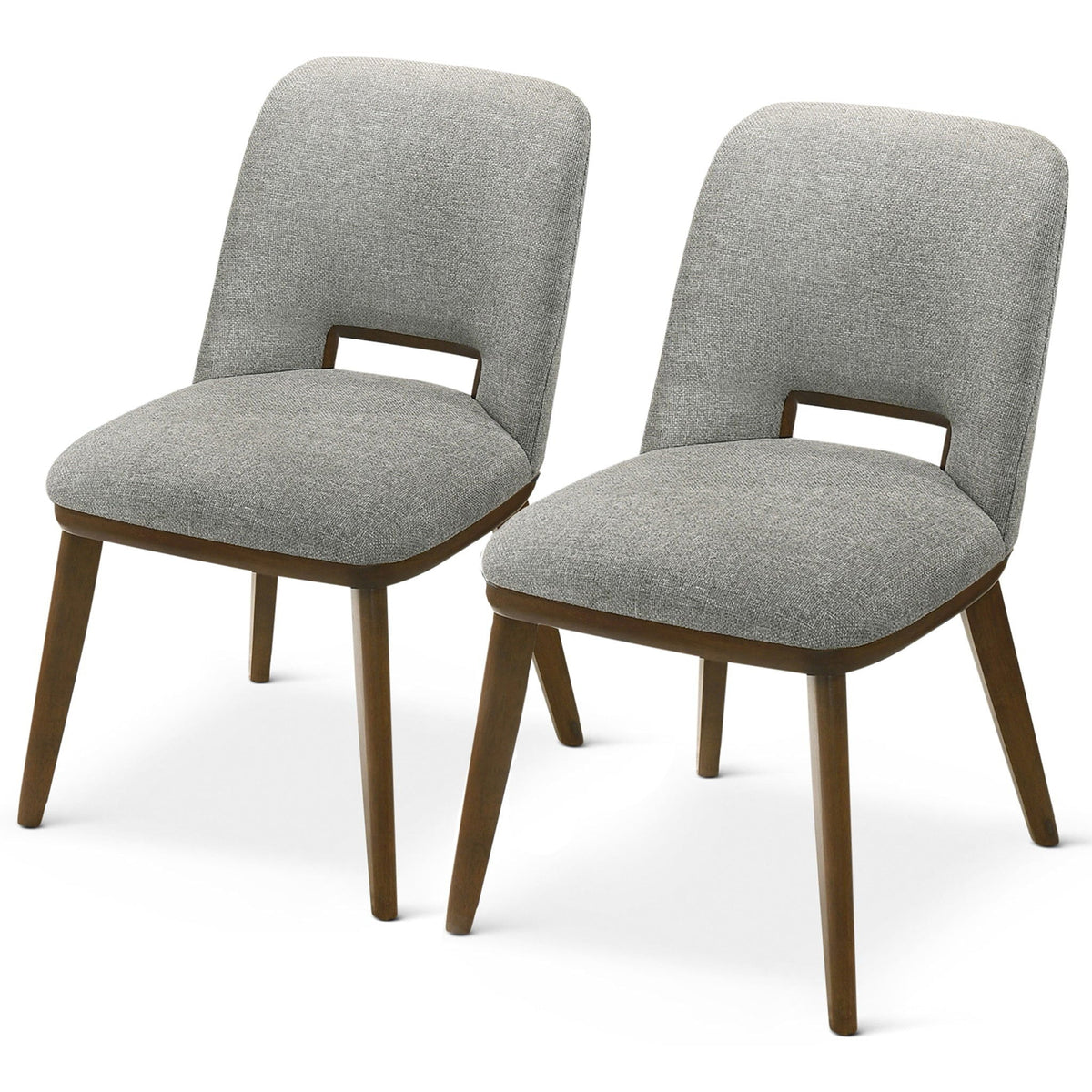 Modern dining chair set of 2 in gray fabric with walnut bases by HouseOfZazla on Tampa Home & Garden Store