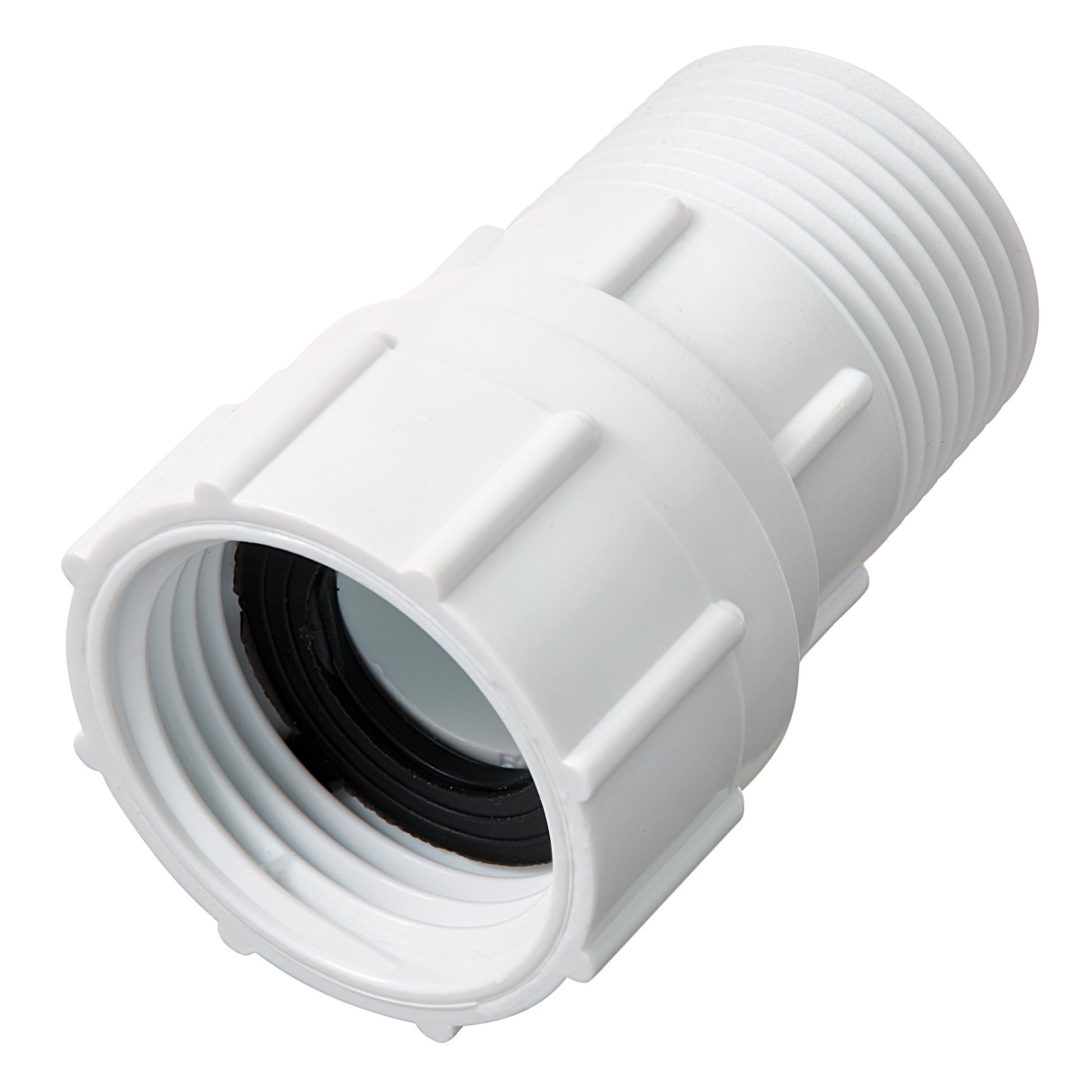 Orbit Irrigation 3/4 in MPT x FHT PVC swivel hose fitting, white PVC connector on Tampa Home & Garden Store
