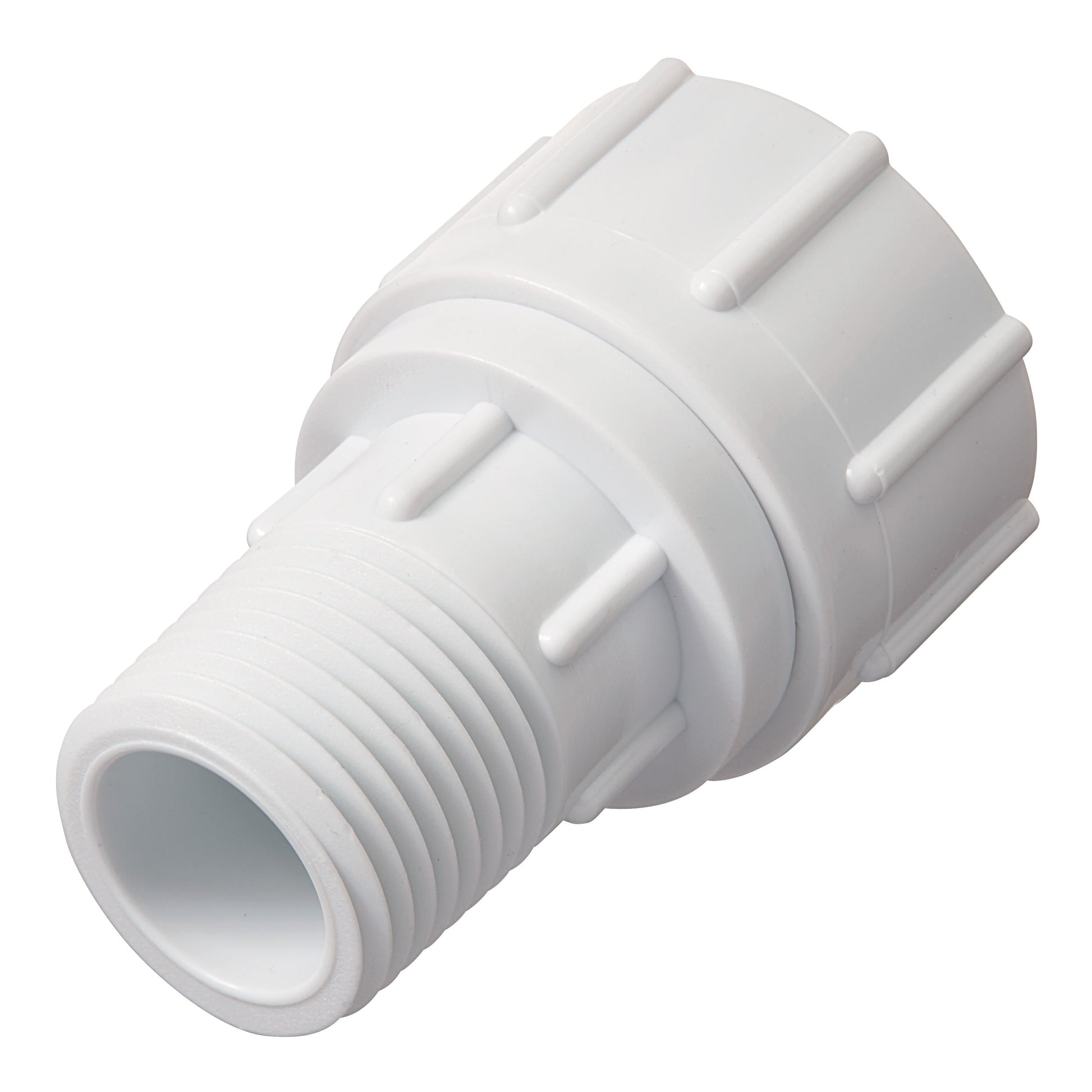 1/2 in MPT x 3/4 in FHT PVC swivel irrigation connector, white plastic on Tampa Home & Garden Store
