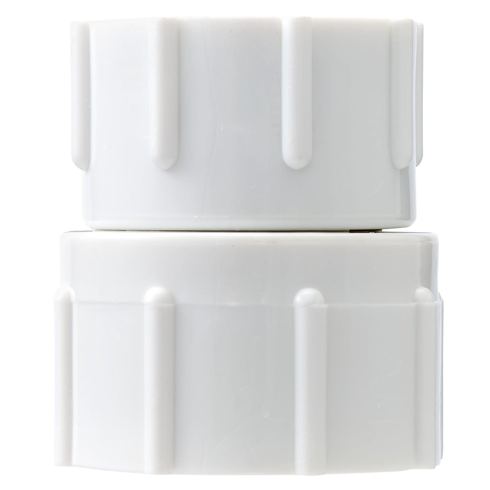 White PVC swivel connector 1/2 in FPT x 3/4 in FHT for underground irrigation on Tampa Home & Garden Store