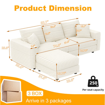 Deep Seat Sofa Bed With Ottoman and Soft Pillows