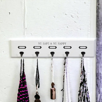 Wooden Mask and Hat Organizer Wall Hanger